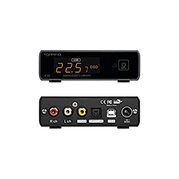 【中古】TOPPING E30 DAC ハイレゾ AK4493 32Bit / 768kHz DSD512 HiFi XMOS XU208 デコーダー リモコン付き (ブラック)