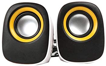 【中古】(非常に良い)PCが音響機器に PCステレオ スピーカー USB給電 3.5mm入力 コンピューター用ステレオスピーカー 含音量調節 イエロー