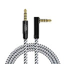 【中古】TRRS AUX,CableCreation 3.5mm TRRS AUXオーディオケーブル スリム&ソフトAUXケーブル 片側L型4芯 auxステレオ...