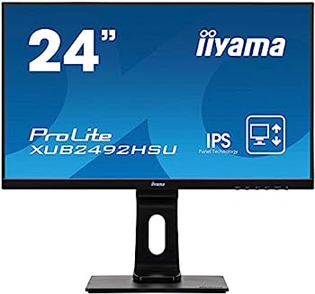 【中古】（非常に良い）iiyama モニター ディスプレイ XUB2492HSU-B1 (23.8インチ/フルHD/IPS/フレームレス/DisplayPort,HDMI,D-sub/昇降/ピボット/3年)