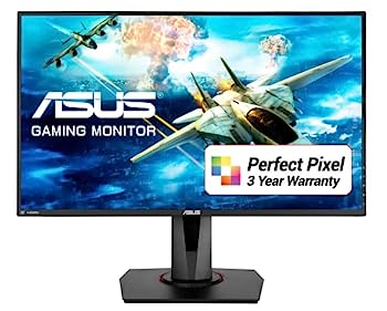 【中古】ASUS ゲーミングモニター VG278QR 27インチ/フルHD/0.5ms/165Hz/G-SYNC Compatible/FreeSync/HDMI,DP,DVI/高さ調整 縦回転/スピーカー/3年