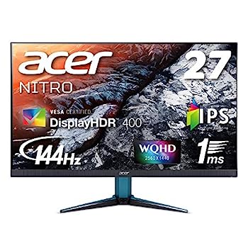【中古】（非常に良い）Acer ゲーミングモニター Nitro 27インチ WQHD VG271UPbmiipx IPS 1ms(VRB) 144Hz DisplayHDR400 FreeSync フレームレス HDMIx2 スピーカー内蔵