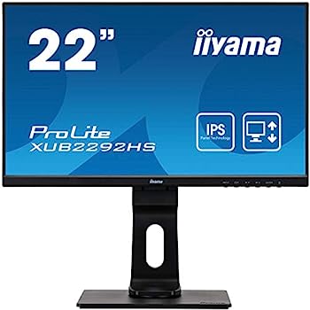 【中古】マウスコンピューター iiyama モニター ディスプレイ XUB2292HS-B1(21.5型/1920×1080/IPS方式ノングレア/狭額縁フレームレス/広視野角/昇降/ピ