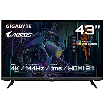 【中古】ゲーミングモニター GIGABYTE AORUS FV43U Gaming Monitor(43型/UHD(4K)/QLED/平面モニター/144Hz/1ms (MPRT)/VESA Display HDR1000)