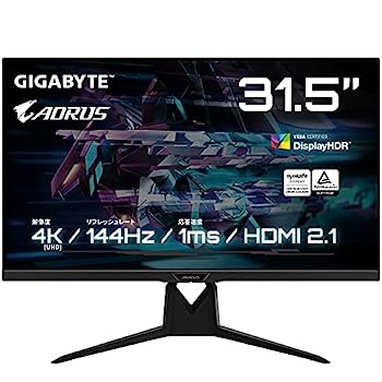 【中古】（非常に良い）ゲーミングモニター GIGABYTE AORUS FI32U Gaming Monitor(31.5型/UHD(4K)/SS IPSノングレア/平面モニター/144Hz/1ms(GTG)/VESA Display HDR400