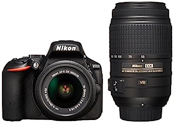 【中古】（非常に良い）Nikon デジタル一眼レフカメラ D5500 ダブルズームキット ブラック 2416万画素 3.2型液晶 タッチパネルD5500WZBK