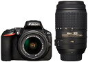 【中古】(非常に良い)Nikon デジタル一眼レフカメラ D5500 ダブルズームキット ブラック 2416万画素 3.2型液晶 タッチパネルD5500WZBK
