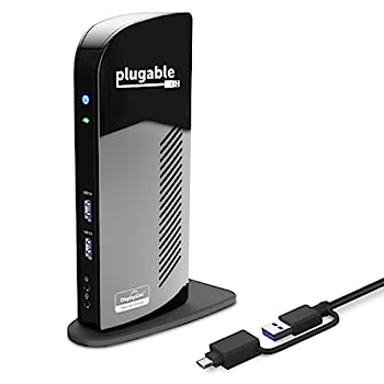 【中古】（非常に良い）Plugable ノートパソコン ドッキングステーション デュアルモニター USB-CまたはUSB 3.0用 WindowsとMacに対応 (デュアルHDMI 6X USBポート、ギガビットイーサネット、オーディオ)【...