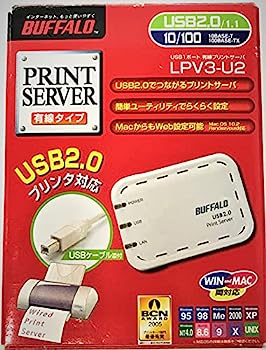 【中古】（非常に良い）BUFFALO LPV3-U2 USB2.0対応 マルチプロトコルプリンタサーバ【メーカー名】【メーカー型番】【ブランド名】バッファロー【商品説明】BUFFALO LPV3-U2 USB2.0対応 マルチプロトコルプリンタサーバこちらの商品は中古品となっております。 画像はイメージ写真ですので 商品のコンディション・付属品の有無については入荷の度異なります。 買取時より付属していたものはお付けしておりますが付属品や消耗品に保証はございません。 商品ページ画像以外の付属品はございませんのでご了承下さいませ。 中古品のため使用に影響ない程度の使用感・経年劣化（傷、汚れなど）がある場合がございます。 また、中古品の特性上ギフトには適しておりません。 当店では初期不良に限り 商品到着から7日間は返品を受付けております。 他モールとの併売品の為 完売の際はご連絡致しますのでご了承ください。 プリンター・印刷機器のご注意点 インクは配送中のインク漏れ防止の為、付属しておりませんのでご了承下さい。 ドライバー等ソフトウェア・マニュアルはメーカーサイトより最新版のダウンロードをお願い致します。 ゲームソフトのご注意点 特典・付属品・パッケージ・プロダクトコード・ダウンロードコード等は 付属していない場合がございますので事前にお問合せ下さい。 商品名に「輸入版 / 海外版 / IMPORT 」と記載されている海外版ゲームソフトの一部は日本版のゲーム機では動作しません。 お持ちのゲーム機のバージョンをあらかじめご参照のうえ動作の有無をご確認ください。 輸入版ゲームについてはメーカーサポートの対象外です。 DVD・Blu-rayのご注意点 特典・付属品・パッケージ・プロダクトコード・ダウンロードコード等は 付属していない場合がございますので事前にお問合せ下さい。 商品名に「輸入版 / 海外版 / IMPORT 」と記載されている海外版DVD・Blu-rayにつきましては 映像方式の違いの為、一般的な国内向けプレイヤーにて再生できません。 ご覧になる際はディスクの「リージョンコード」と「映像方式※DVDのみ」に再生機器側が対応している必要があります。 パソコンでは映像方式は関係ないため、リージョンコードさえ合致していれば映像方式を気にすることなく視聴可能です。 商品名に「レンタル落ち 」と記載されている商品につきましてはディスクやジャケットに管理シール（値札・セキュリティータグ・バーコード等含みます）が貼付されています。 ディスクの再生に支障の無い程度の傷やジャケットに傷み（色褪せ・破れ・汚れ・濡れ痕等）が見られる場合がありますので予めご了承ください。 2巻セット以上のレンタル落ちDVD・Blu-rayにつきましては、複数枚収納可能なトールケースに同梱してお届け致します。 トレーディングカードのご注意点 当店での「良い」表記のトレーディングカードはプレイ用でございます。 中古買取り品の為、細かなキズ・白欠け・多少の使用感がございますのでご了承下さいませ。 再録などで型番が違う場合がございます。 違った場合でも事前連絡等は致しておりませんので、型番を気にされる方はご遠慮ください。 ご注文からお届けまで 1、ご注文⇒ご注文は24時間受け付けております。 2、注文確認⇒ご注文後、当店から注文確認メールを送信します。 3、お届けまで3-10営業日程度とお考え下さい。 　※海外在庫品の場合は3週間程度かかる場合がございます。 4、入金確認⇒前払い決済をご選択の場合、ご入金確認後、配送手配を致します。 5、出荷⇒配送準備が整い次第、出荷致します。発送後に出荷完了メールにてご連絡致します。 　※離島、北海道、九州、沖縄は遅れる場合がございます。予めご了承下さい。 当店ではすり替え防止のため、シリアルナンバーを控えております。 万が一すり替え等ありました場合は然るべき対応をさせていただきます。 お客様都合によるご注文後のキャンセル・返品はお受けしておりませんのでご了承下さい。 電話対応はしておりませんので質問等はメッセージまたはメールにてお願い致します。