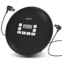 【中古】HOTT CD611T ポータブルCDプレーヤー Bluetooth V5.0ヘッドフォン付き USBケーブル 耐衝撃 ウォークマン CDプレーヤー 車/自宅用 ブラック