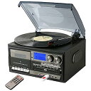 【中古】(非常に良い)とうしょう 多機能 レコードプレーヤー コンパクト (AM/FMラジオ (ワイドFM対応)) 録音機能 再生機能 USB/SD CD カセットテープ グレー TCD-114((2)
