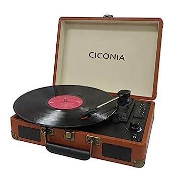 【中古】CICONIA レコードプレーヤー TE-1907 レトロ クラシカル (ブラウン) USBメモリー 多機能 SDカード 再生 ブルートゥース Bluetooth AUX IN OUT ト
