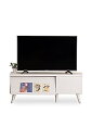 【中古】JKプラン テレビ台 ローボード 40インチ 40型 幅105 高さ45 テレビボード フラップ扉 引き出し 収納 モダン ホワイト FTV-0015-...
