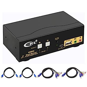 【中古】デュアルモニターHDMI KVMスイッチ2ポート拡張ディスプレイ+オーディオ+ USB 2.0 HUB、4K @ 30Hz CKL-922HUA