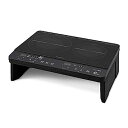 【中古】(非常に良い)アイリスオーヤマ 2口 IHクッキングヒーター 工事不要 1400W 100V 脚付き ブラック IHK-W13S-B