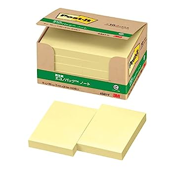【中古】ポストイット 付箋 ノート イエロー 75×50mm 100枚×10パッド 6561-Y