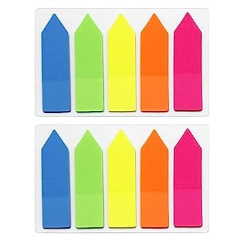 【中古】(非常に良い)Jimjis ふせん 矢印 付箋 強粘着 ふせん フィルム 透明 細い かわいい 蛍光 5色 極細 見出し メモ 200枚入り スリム カ...