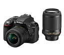 【中古】(非常に良い)Nikon デジタル一眼レフカメラ D3300 ダブルズームキット ブラック D3300WZBK