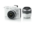 【中古】(非常に良い)Nikon ミラーレス一眼カメラ Nikon 1 (ニコンワン) V1 (ブイワン) ダブルズームキット ホワイト N1 V1WZ WH
