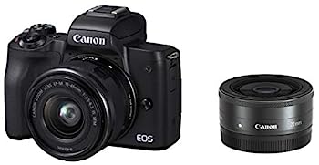 【中古】（非常に良い）Canon ミラーレス一眼カメラ EOS Kiss M ダブルレンズキット ブラック EOSKISSMBK-WLK