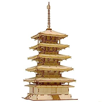（非常に良い）Wooden Art ki-gu-mi 五重の塔