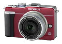 【中古】(非常に良い)OLYMPUS マイクロ一眼 PEN E-PL1パンケーキレンズキット ルビーレッド E-PL1 PKIT RED (メーカー受注販売モデ...