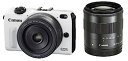【中古】Canon ミラーレス一眼カメラ EOS M2 ダブルレンズキット(ホワイト) EF-M18-55mm F3.5-5.6 IS STM EF-M22mm...