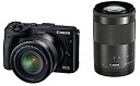 【中古】(非常に良い)Canon ミラーレス一眼カメラ EOS M3 ダブルズームキット(ブラック) EF-M18-55mm F3.5-5.6 IS STM EF-M55-200mm F4.5-6.3 IS STM 付属 EOSM3BK-WZ(2)