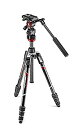 【中古】Manfrotto 三脚 Befree live カーボン 4段 ビデオ雲台 T三脚キット ブラック 全伸高150cm 最低高41cm ミラーレス一眼 運動会 旅行 ブイログ MVKB
