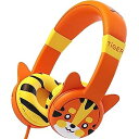 【中古】（非常に良い）KidRox Tiger-Ear キッズ用ヘッドホン 85dB 音量制限 調節可能で安全な聴覚保護 絡まないケーブル 有線オンイヤーイヤホン 子供 幼児 男の子 女