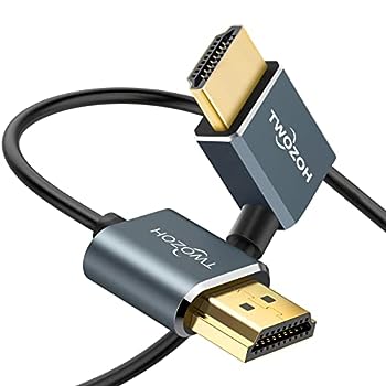 【中古】（非常に良い）Twozoh HDMI ケーブル L字型 向右 角度 90° 0.3M、超薄型 HDMI スリム オス-オス コード 3D/4K@60Hz対応