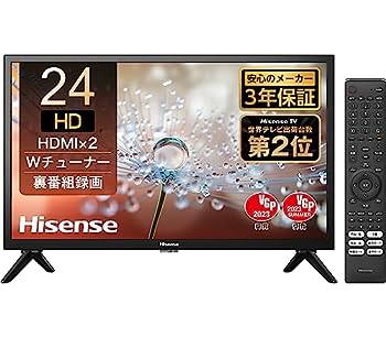 【中古】（非常に良い）ハイセンス 24V型 ハイビジョン 液晶 テレビ 24A30H ダブルチューナー 外付けHDD裏番組録画対応 VAパネル 3年 ブラック 2022年モデル
