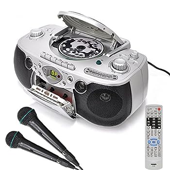 【中古】（非常に良い）DVDラジカセ　VS-M004 カラオケ/専用マイク2本付属 歌も映画も音楽もテレビにつないで楽しめる多機能マルチプレーヤー/FM/AMラジオ