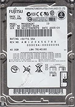 【メーカー名】FUJITSU【メーカー型番】MHV2040AT【ブランド名】富士通掲載画像は全てイメージです。実際の商品とは色味等異なる場合がございますのでご了承ください。【 ご注文からお届けまで 】・ご注文　：ご注文は24時間受け付けております。・注文確認：当店より注文確認メールを送信いたします。・入金確認：ご決済の承認が完了した翌日よりお届けまで2〜7営業日前後となります。　※海外在庫品の場合は2〜4週間程度かかる場合がございます。　※納期に変更が生じた際は別途メールにてご確認メールをお送りさせて頂きます。　※お急ぎの場合は事前にお問い合わせください。・商品発送：出荷後に配送業者と追跡番号等をメールにてご案内致します。　※離島、北海道、九州、沖縄は遅れる場合がございます。予めご了承下さい。　※ご注文後、当店よりご注文内容についてご確認のメールをする場合がございます。期日までにご返信が無い場合キャンセルとさせて頂く場合がございますので予めご了承下さい。【 在庫切れについて 】他モールとの併売品の為、在庫反映が遅れてしまう場合がございます。完売の際はメールにてご連絡させて頂きますのでご了承ください。【 初期不良のご対応について 】・商品が到着致しましたらなるべくお早めに商品のご確認をお願いいたします。・当店では初期不良があった場合に限り、商品到着から7日間はご返品及びご交換を承ります。初期不良の場合はご購入履歴の「ショップへ問い合わせ」より不具合の内容をご連絡ください。・代替品がある場合はご交換にて対応させていただきますが、代替品のご用意ができない場合はご返品及びご注文キャンセル（ご返金）とさせて頂きますので予めご了承ください。【 中古品ついて 】中古品のため画像の通りではございません。また、中古という特性上、使用や動作に影響の無い程度の使用感、経年劣化、キズや汚れ等がある場合がございますのでご了承の上お買い求めくださいませ。◆ 付属品について商品タイトルに記載がない場合がありますので、ご不明な場合はメッセージにてお問い合わせください。商品名に『付属』『特典』『○○付き』等の記載があっても特典など付属品が無い場合もございます。ダウンロードコードは付属していても使用及び保証はできません。中古品につきましては基本的に動作に必要な付属品はございますが、説明書・外箱・ドライバーインストール用のCD-ROM等は付属しておりません。◆ ゲームソフトのご注意点・商品名に「輸入版 / 海外版 / IMPORT」と記載されている海外版ゲームソフトの一部は日本版のゲーム機では動作しません。お持ちのゲーム機のバージョンなど対応可否をお調べの上、動作の有無をご確認ください。尚、輸入版ゲームについてはメーカーサポートの対象外となります。◆ DVD・Blu-rayのご注意点・商品名に「輸入版 / 海外版 / IMPORT」と記載されている海外版DVD・Blu-rayにつきましては映像方式の違いの為、一般的な国内向けプレイヤーにて再生できません。ご覧になる際はディスクの「リージョンコード」と「映像方式(DVDのみ)」に再生機器側が対応している必要があります。パソコンでは映像方式は関係ないため、リージョンコードさえ合致していれば映像方式を気にすることなく視聴可能です。・商品名に「レンタル落ち 」と記載されている商品につきましてはディスクやジャケットに管理シール（値札・セキュリティータグ・バーコード等含みます）が貼付されています。ディスクの再生に支障の無い程度の傷やジャケットに傷み（色褪せ・破れ・汚れ・濡れ痕等）が見られる場合があります。予めご了承ください。◆ トレーディングカードのご注意点トレーディングカードはプレイ用です。中古買取り品の為、細かなキズ・白欠け・多少の使用感がございますのでご了承下さいませ。再録などで型番が違う場合がございます。違った場合でも事前連絡等は致しておりませんので、型番を気にされる方はご遠慮ください。