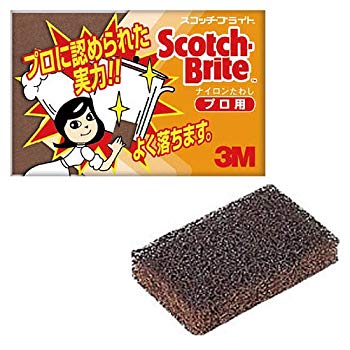 【中古】【非常に良い】3M キッチン スポンジ たわし プロ仕様 コゲ落とし 厚型 茶色 スコッチブライト T-43 wgteh8f