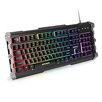ENHANCE ハイブリッドメカニカルゲーミングキーボード ENHANCE Infiltrate Membrane Keyboard ゲーム用 Black・黒 7色LED・9つの照明効 mxn26g8