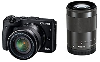 【中古】Canon ミラーレス一眼カメラ EOS M3 ダブルズームキット(ブラック) EF-M18-55mm F3.5-5.6 IS STM EF-M55-200mm F4.5-6.3 IS STM 付属 EOSM3BK-WZ