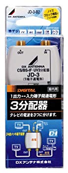 【状態　非常に良い】(中古品)DXアンテナ 屋内用3分配器 入出力端子金メッキF形座仕様 1端子通電 JD-3-B2【メーカー名】DXアンテナ【メーカー型番】JD-3-B2【ブランド名】DXアンテナ【商品説明】DXアンテナ 屋内用3分配器 入出力端子金メッキF形座仕様 1端子通電 JD-3-B2当店では初期不良に限り、商品到着から7日間は返品を受付けております。お客様都合での返品はお受けしておりませんのでご了承ください。他モールとの併売品の為、売り切れの場合はご連絡させて頂きます。当店の・品は、お客様から買い取りました中古扱い品です。ご注文からお届けまで1、ご注文⇒ご注文は24時間受け付けております。2、注文確認⇒ご注文後、当店から注文確認メールを送信します。3、在庫確認⇒お届けまで3日〜10日程度とお考え下さい。海外在庫は10日〜2週間の見込みです。4、入金確認⇒前払い決済をご選択の場合、ご入金確認後、配送手配を致します。5、出荷⇒配送準備が整い次第、出荷致します。配送業者、追跡番号等の詳細をメール送信致します。6、到着⇒出荷後、1〜3日後に商品が到着します。　※離島、北海道、九州、沖縄は遅れる場合がございます。予めご了承下さい。ご来店ありがとうございます。