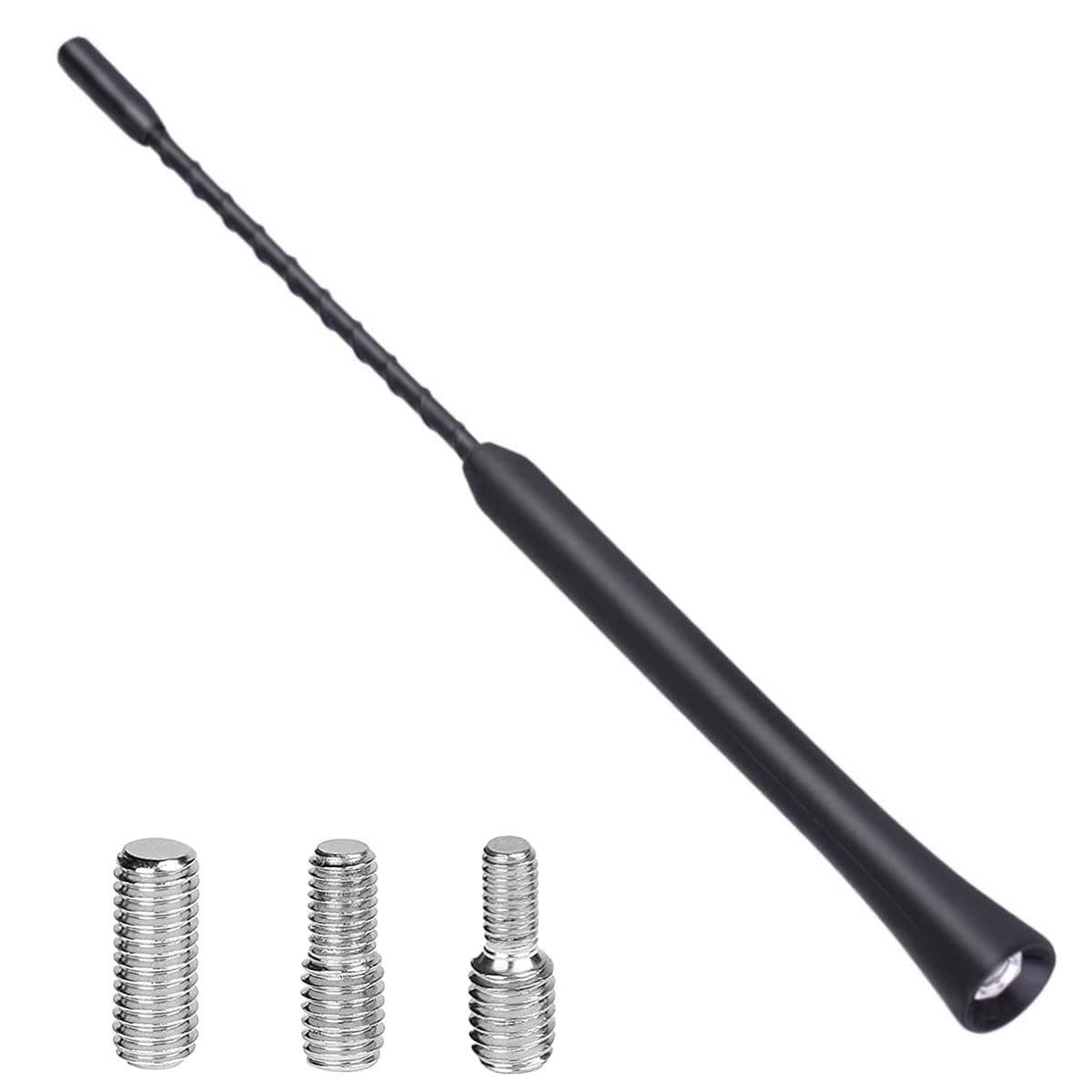 【送料無料】LIKENNY カーラジオアンテナ 自動車アンテナ ルーフアンテナ ラジオアンテナ AM/FM ショートアンテナ （ブラック/汎用）全長9インチ 三つサイズのネジ付き