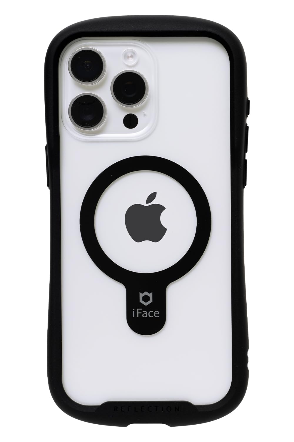 iFace Reflection Magnetic iPhone 15 Pro Max ケース MagSafe 対応 クリア 強化ガラス (ブラック)【アイフェイス アイフォン15promax 用 iphone15プロマックス 用 カバー マグセーフ 耐衝撃 透明 ストラップホール】