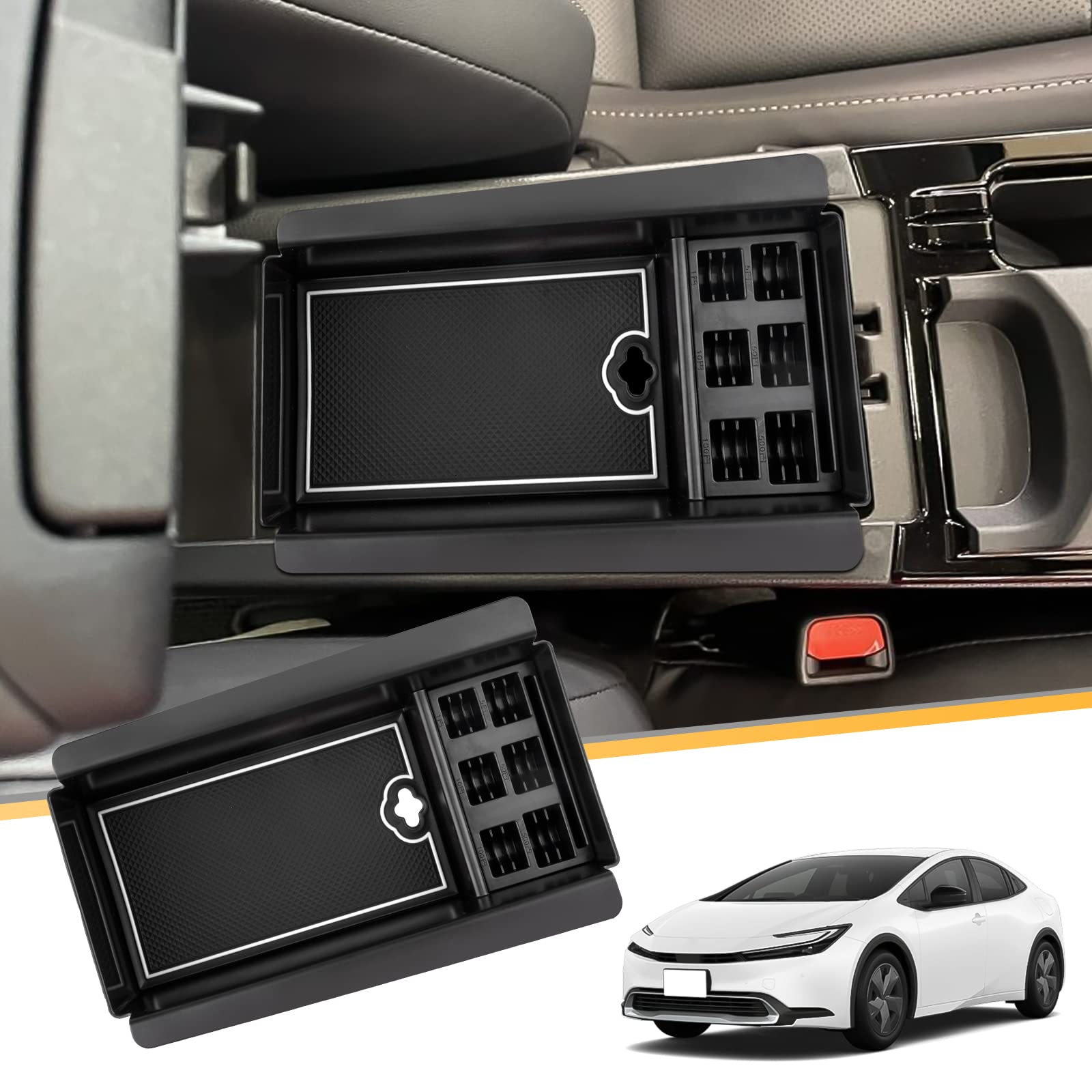 【送料無料】【LFOTPP】 トヨタ 新型 プリウス 60系 65系 プリウスphv プリウスphev 2023年モデル コンソールトレイ センター コンソール ボックストレイ すべり止め ラバーマット付き 車種専用設計 右ハンドル カスタムパーツ アクセサリー (ホワイト)