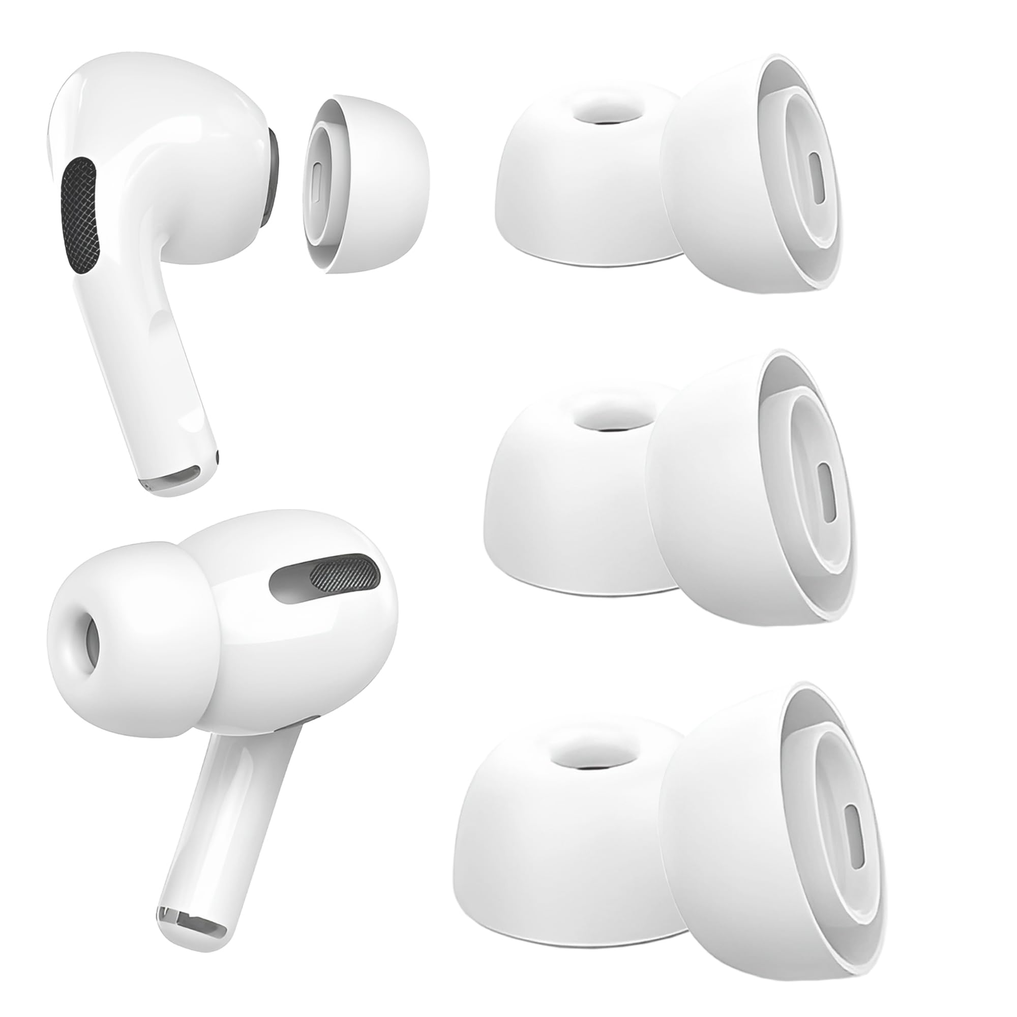 AirPods Pro イヤーピース [ S/M/Lサイズ各1ペア] 交換用 シリコン イヤーチップ 第1/2世代 対応 イヤーピース ノイズキャンセル フィット感 滑り止め ホワイト