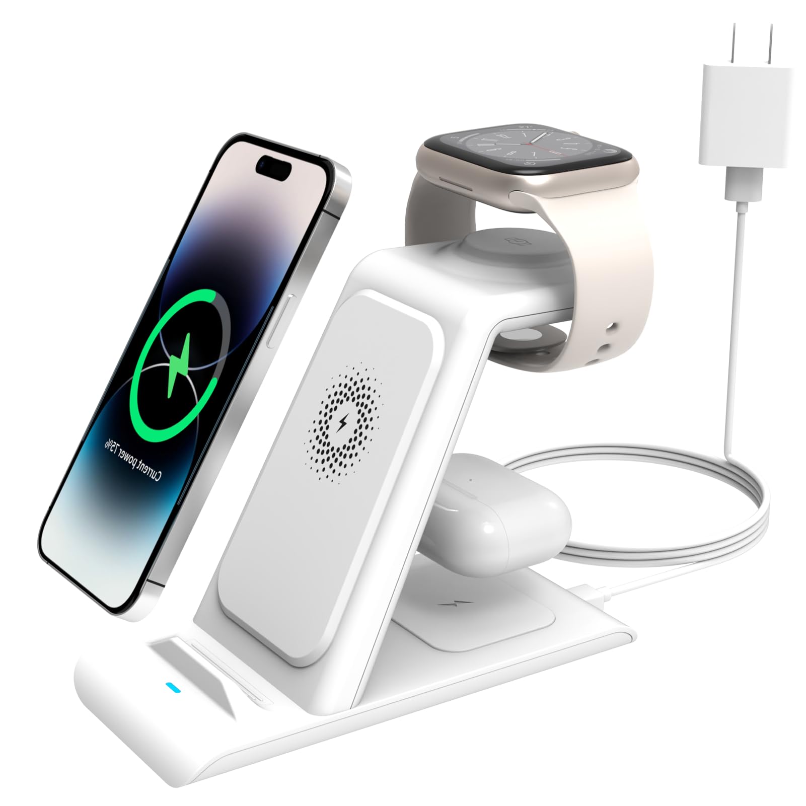 HATALKIN 3in1 ワイヤレス充電器 Compatible with iPhone 15/14/13/12/Pro Max Apple watch ultra2 /series 9/8/se/7 AirPods 3/Pro2/2end アップルウォッチ 9 スタンド 急速電器 置くだけ 18WQC3.0アダプター付属
