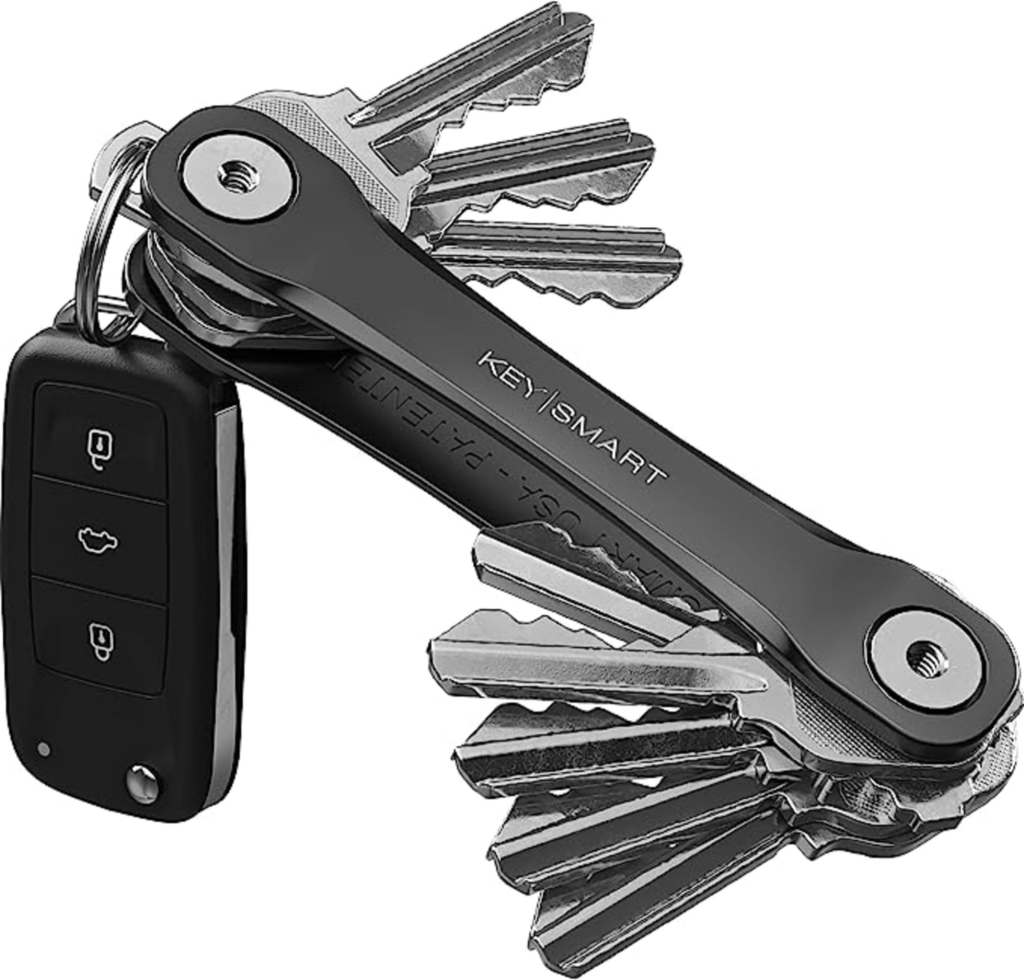 KeySmart Flex - コンパクトなキーホルダー兼キーオーガナイザー (最大8本の鍵を収納可、ブラック)