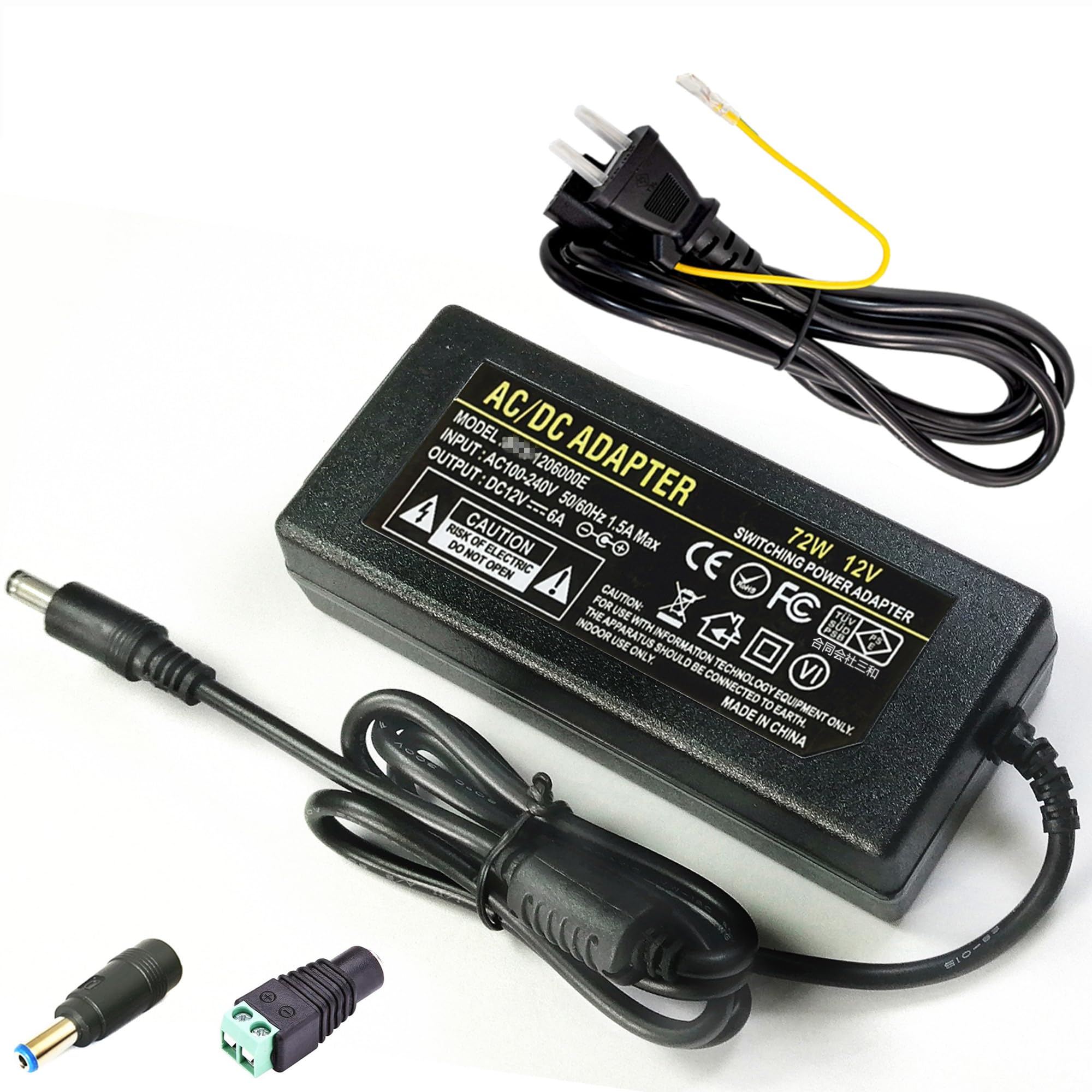 Geluorui ACアダプター 12V 6A 電源アダプター 72W DC12v 5A 4A スイッチング電源 LED テープライト ビデオ 防犯カメラ 監視カメラ給電用 電源アダプター AC100V→DC12V 変換アダプター インバーター コンバーター ac dc 12v安定化電源