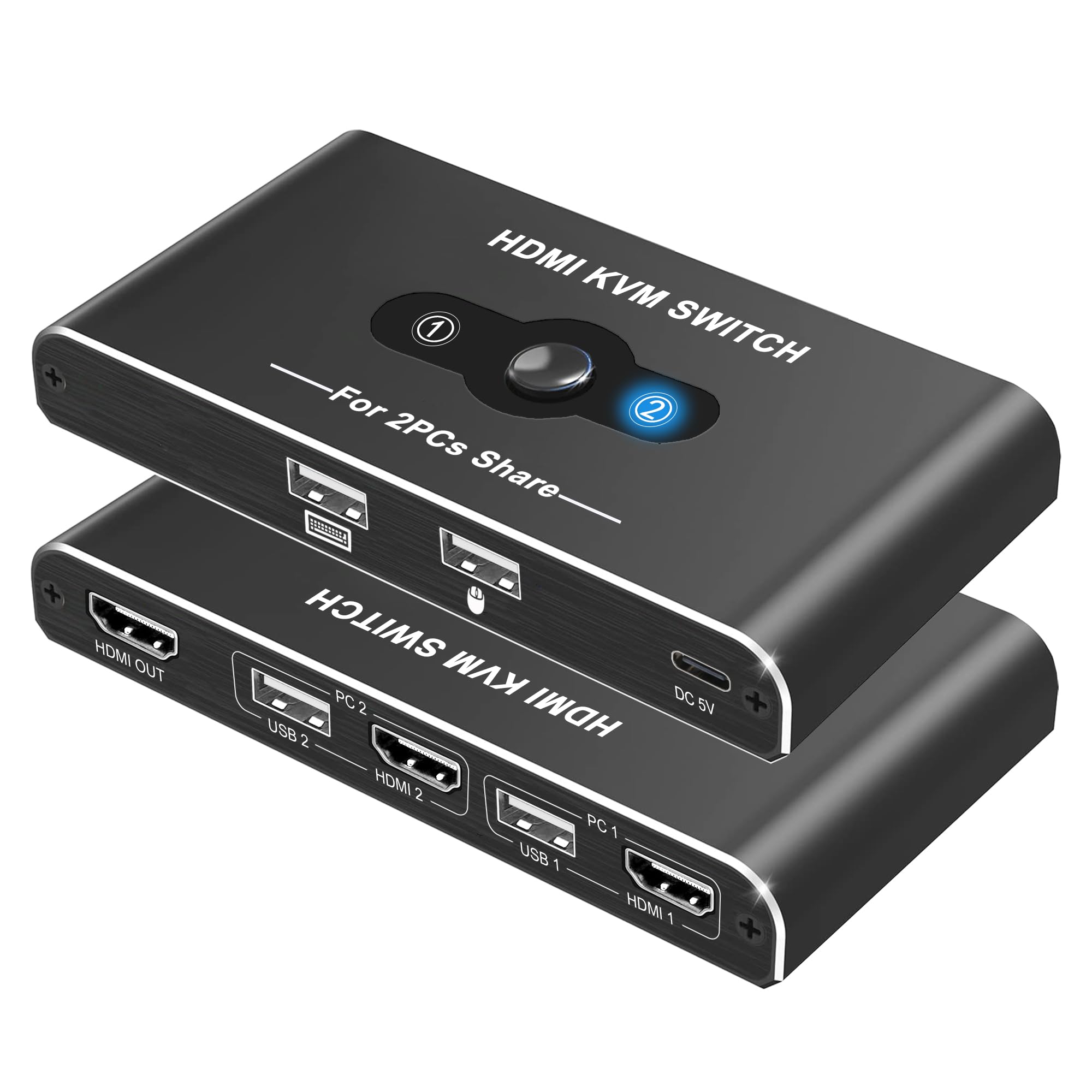 KVMスイッチ HDMI 2入力1出力 Movcle KVM USB 切替器 パソコン2台 キーボード/マウス/ディスプレイ1台..