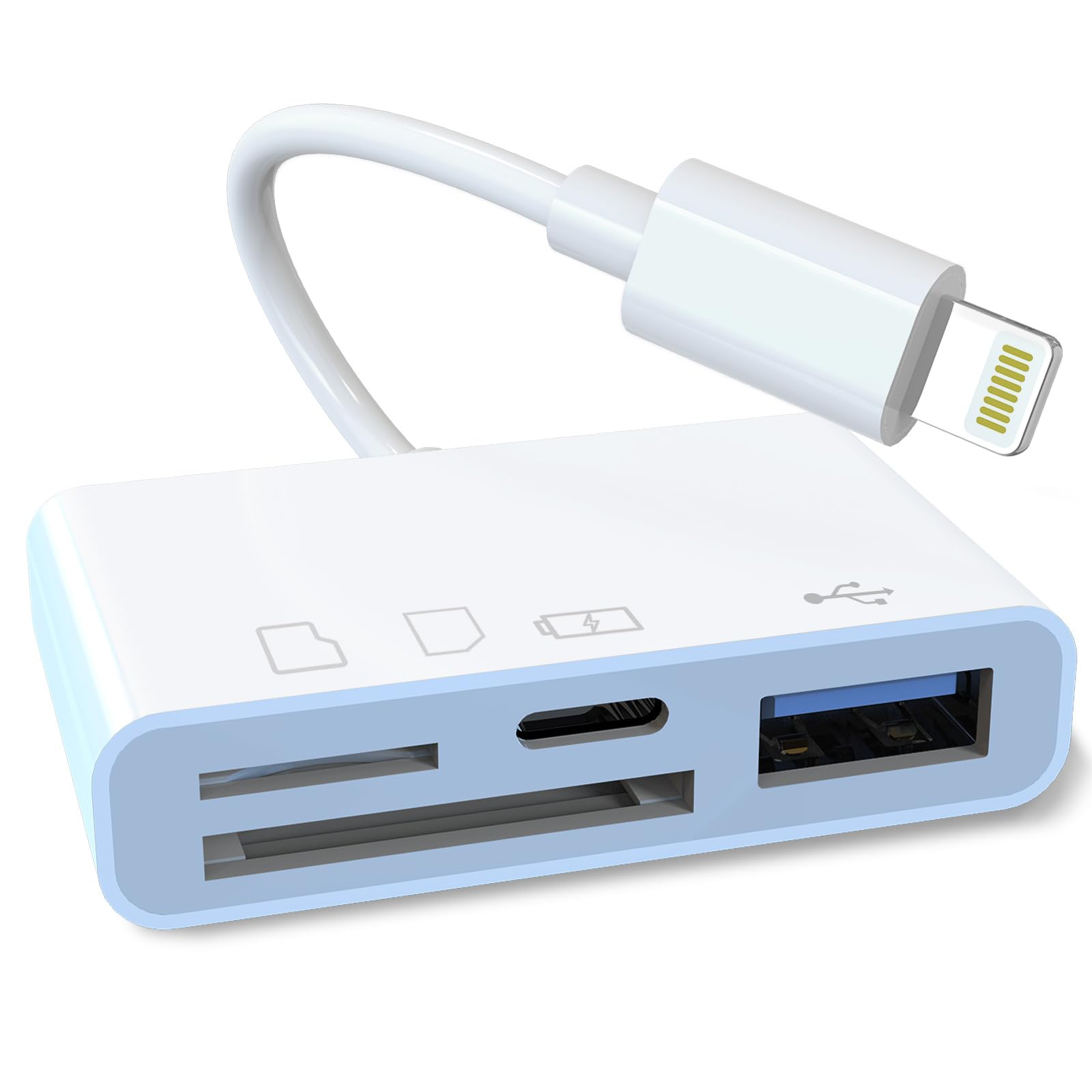 【2023 MFi正規認証品】iPhone SDカードリーダー 4in1マルチ機能 カードリーダー lightning用 USB SD/TF変換アダプタ USB3.0高速データ伝送 スマート双方向 同時充電 写真/ビデオ高速転送 設定不要 USBカードリーダー メモリカードリーダー OTG変換ケーブル