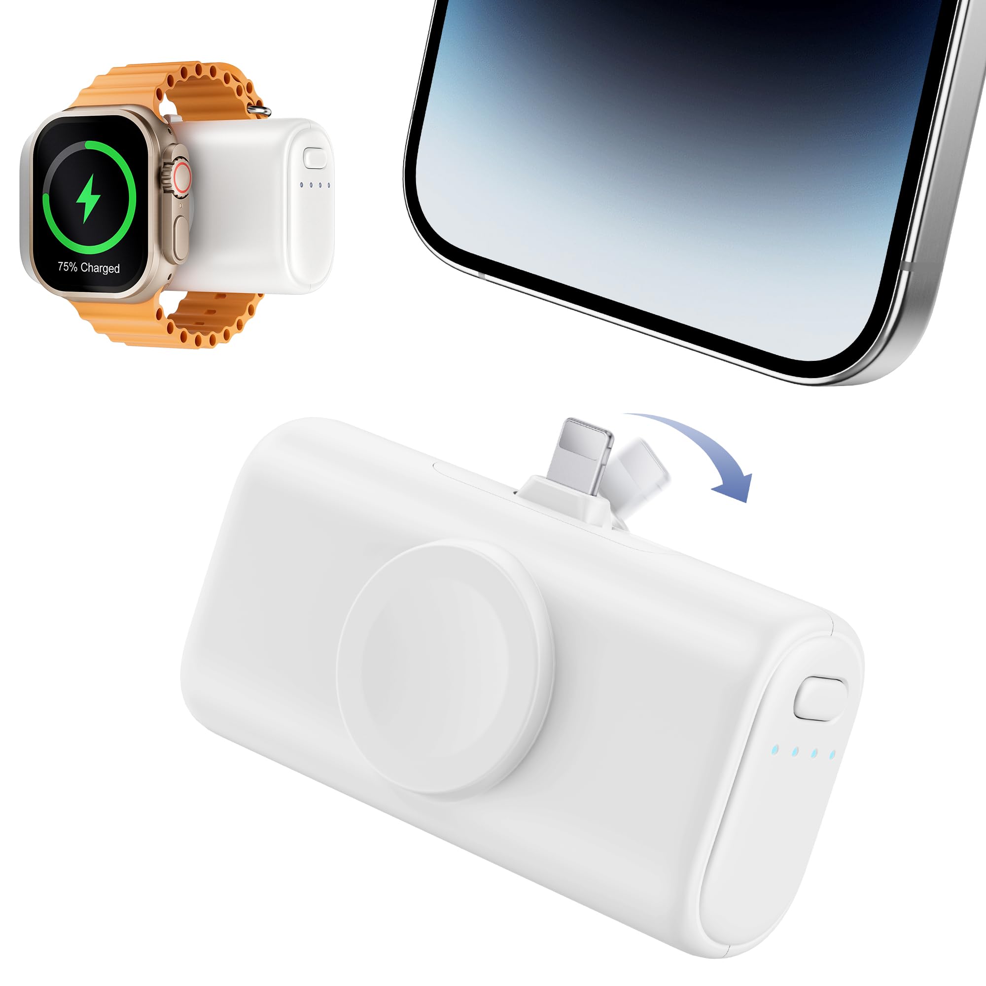 RORRY޾ LightningѥͥηХХåƥ꡼iPhoneApple WatchƱšApple WatchŴ 15W®   5000mAh ѥ롼 ɥ쥹 Power Bank PSEǧں Apple Watch Ultra2/Ultra/Series3-9/iPhone14/13/12/11/x/Airpodsʤ