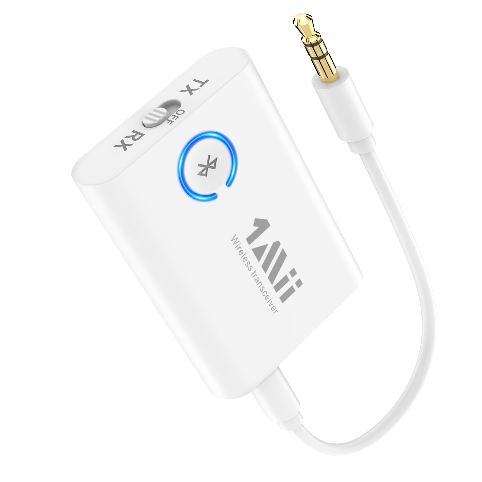 1Mii Bluetooth 5.3 トランスミッター レシーバー テレビ ブルートゥース 送信機 受信機 一台二役 2台同時接続 aptX Adaptive/aptX LL 低遅延/aptX HD オーディオ/AAC AUX イヤホンジャック 3.5mm 対応、 車 車載 TV/PC/スピーカー/ホーム/飛行機/ボート/ジム用、充電し