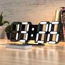 LEDデジタル時計 9.7イン リモコン付き、明るさ調整 目覚まし時計 壁掛け時計年/月/日の温度表示、ナイトランプ寝室、キッチン、居間などに適しています。黒色